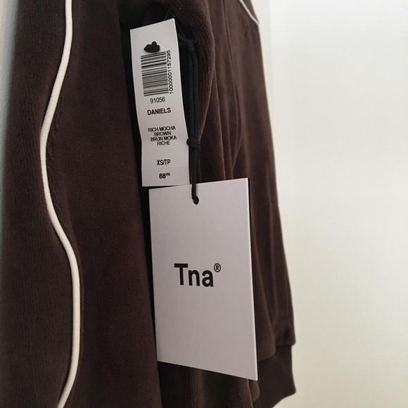 NWT TNA Aritzia Velour Zip-up Track Jacket Brown Size XS - Picture 5 of 6